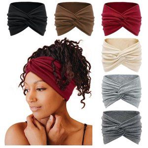 6 pc Wide Headbands for Women 7'' Extra Large Turban Headband Boho Hairband Hair